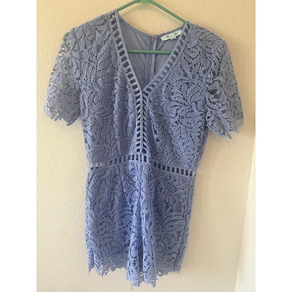 Lavender Lace She + Sky Romper Size Large